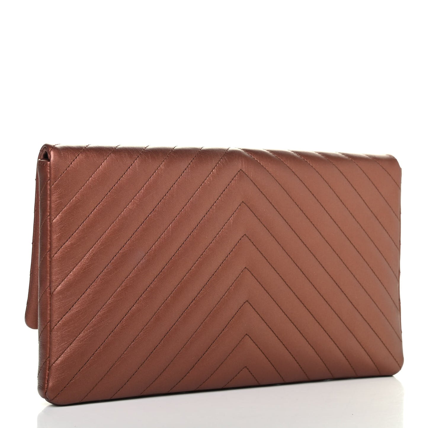 Metallic Aged Calfskin Chevron Quilted Reissue 2.55 Clutch Bronze