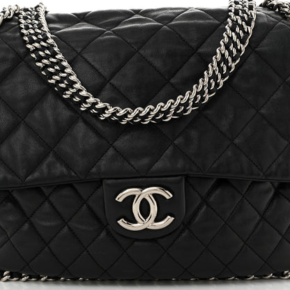 Chanel Washed Lambskin Quilted Maxi Chain Around Flap Black 8 of 11