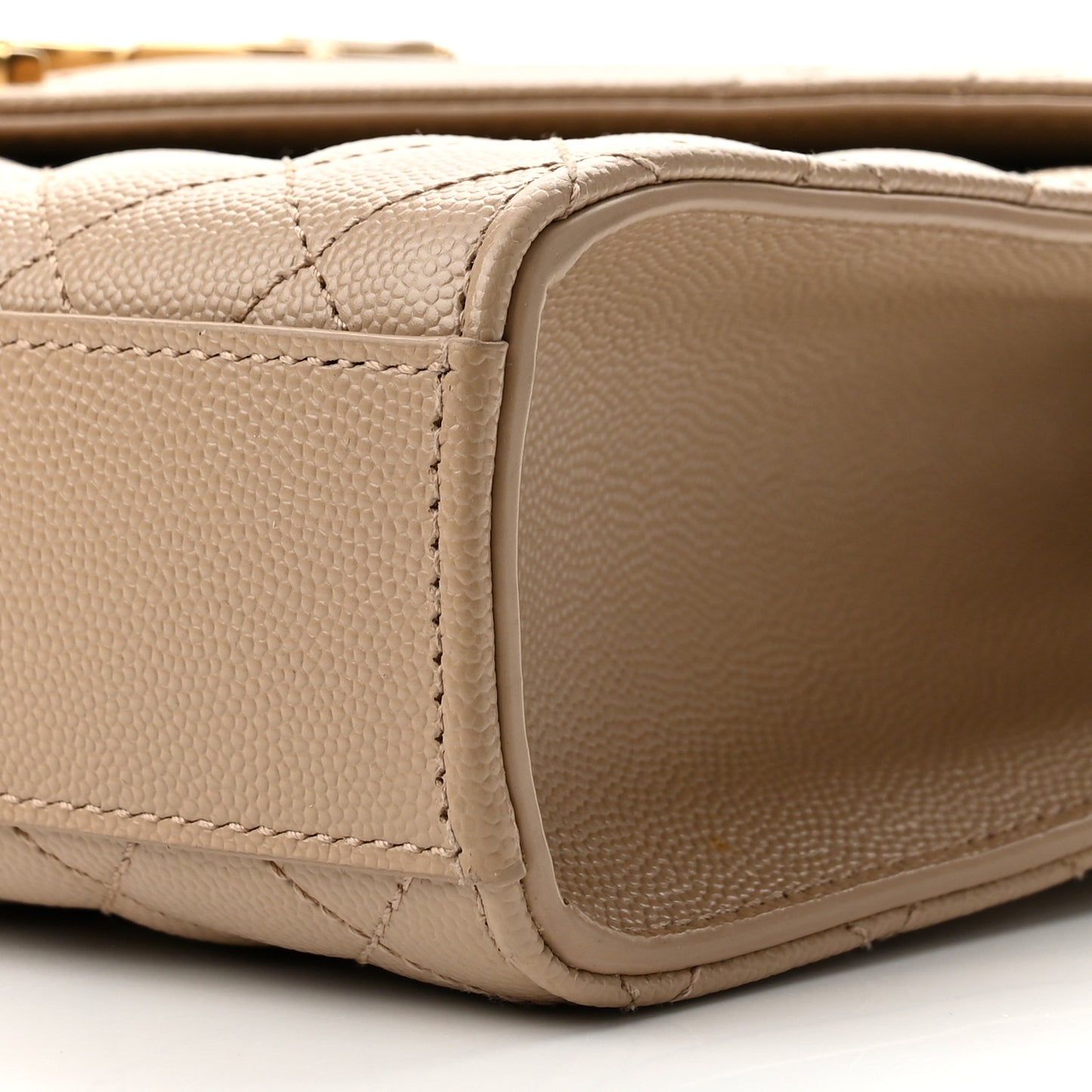 Grain De Poudre Textured Mixed Matelasse Medium Triquilt Monogram Satchel Dark Beige