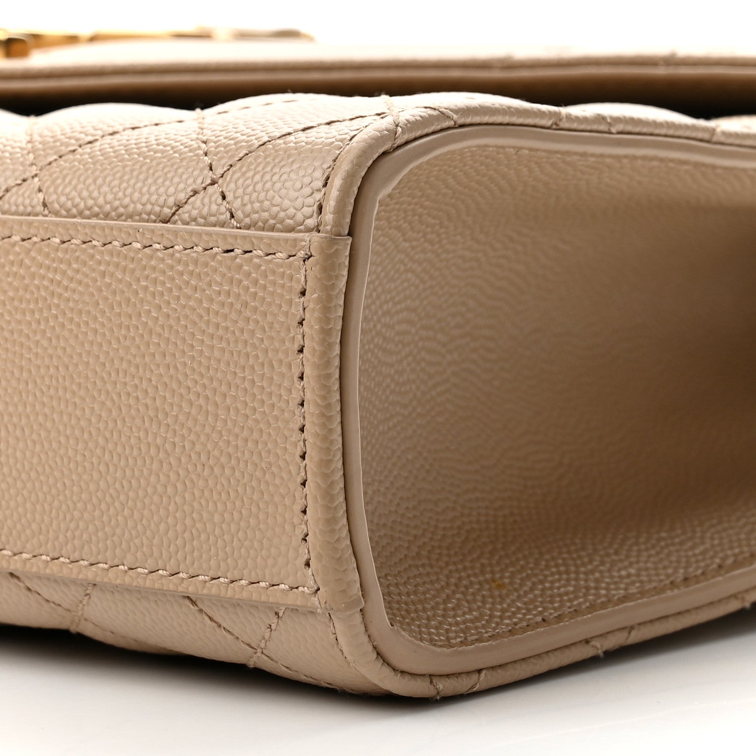 Saint Laurent Grain De Poudre Textured Mixed Matelasse Medium Triquilt Monogram Satchel Dark Beige 9 of 13