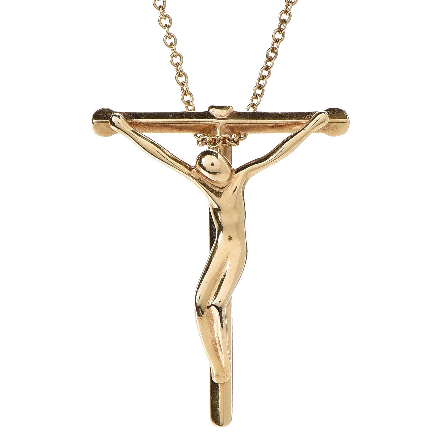 Tiffany 18K Yellow Gold Elsa Peretti Crucifix Pendant Necklace 4 of 11