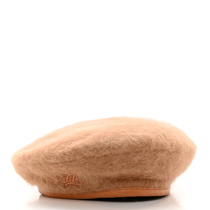 Fendi Rabbit Felt Angora Wool Beret S Camel 4 of 9