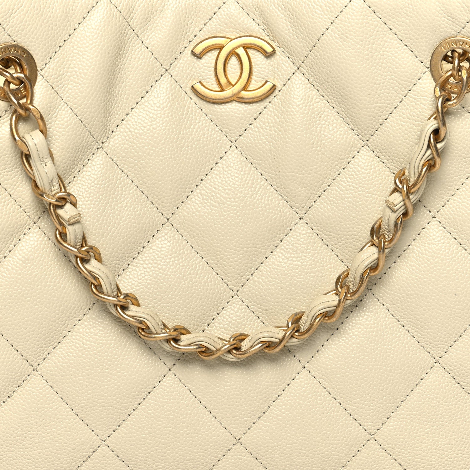 Chanel Caviar Quilted Small Shopping Tote White 8 of 10