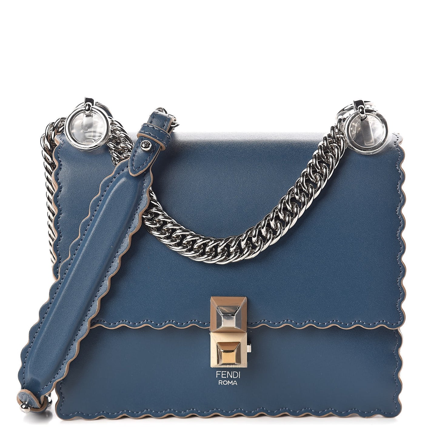 Vitello Liberty Scalloped Studded Small Kan I Shoulder Bag Balena