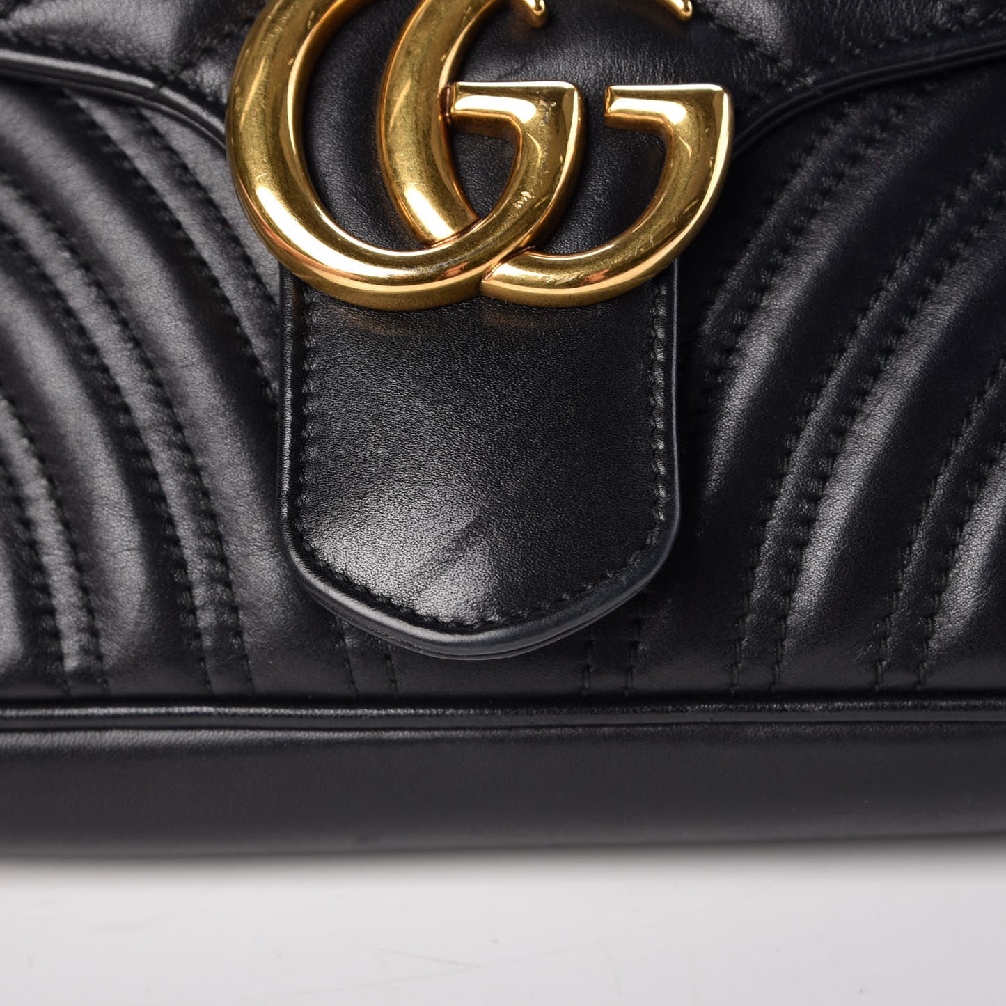 Calfskin Matelasse Small GG Marmont Shoulder Bag Black