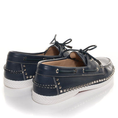 Christian Louboutin Mens Calfskin Steckel Spikes Boat Shoe 45 Navy 4 of 6