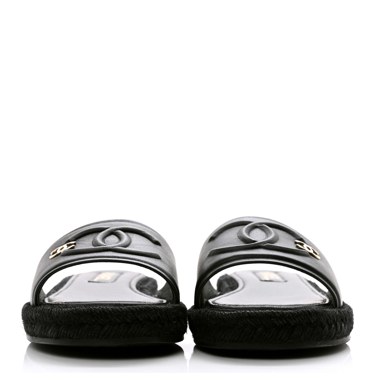 Lambskin Espadrille Mule Sandals 37 Black