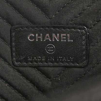 Chanel Calfskin Chevron Quilted Small Envelope Clutch Black 6 of 9