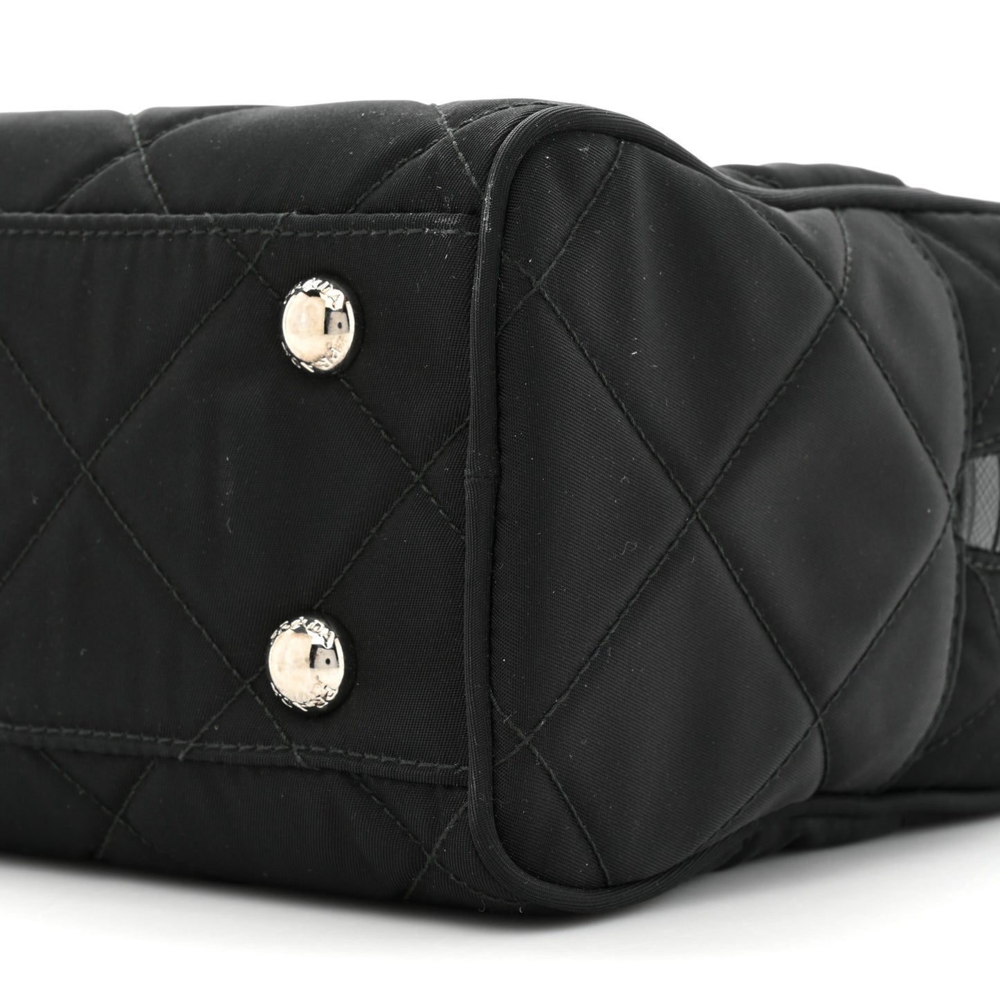 Nylon Tessuto Impuntu Quilted Shoulder Bag Black