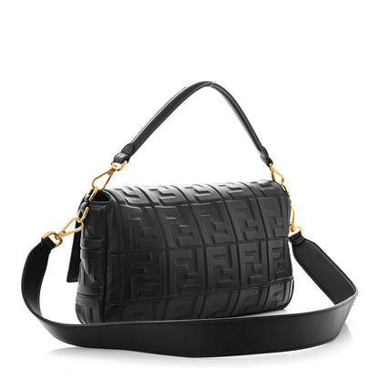 Fendi Nappa FF 1974 Embossed Large Baguette Black 3 of 9