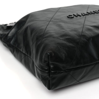 Chanel Shiny Caviar Quilted Monochrome Chanel 22 Black 9 of 10