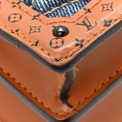 Louis Vuitton Denim Calfskin Malletage Trunk Clutch Light Blue 9 of 12