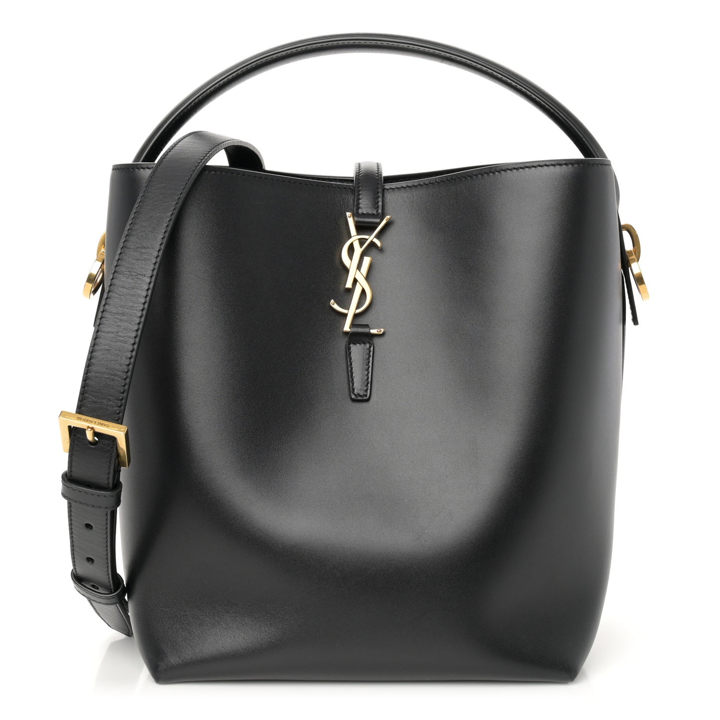 Smooth Shiny Calfskin Monogram Le 37 Bucket Bag Black