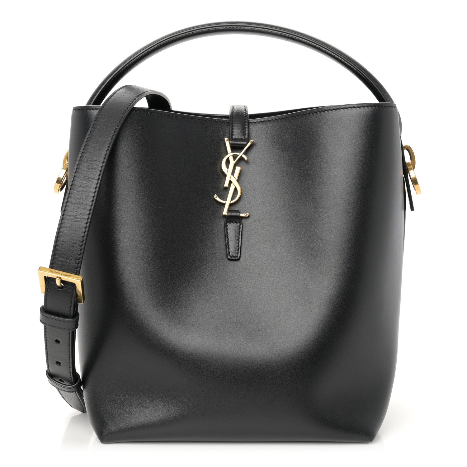 Saint Laurent Smooth Shiny Calfskin Monogram Le 37 Bucket Bag Black 1 of 11