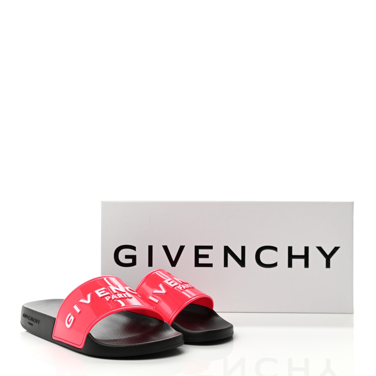Metallic Rubber Logo Pool Slide Sandals 38 Neon Pink