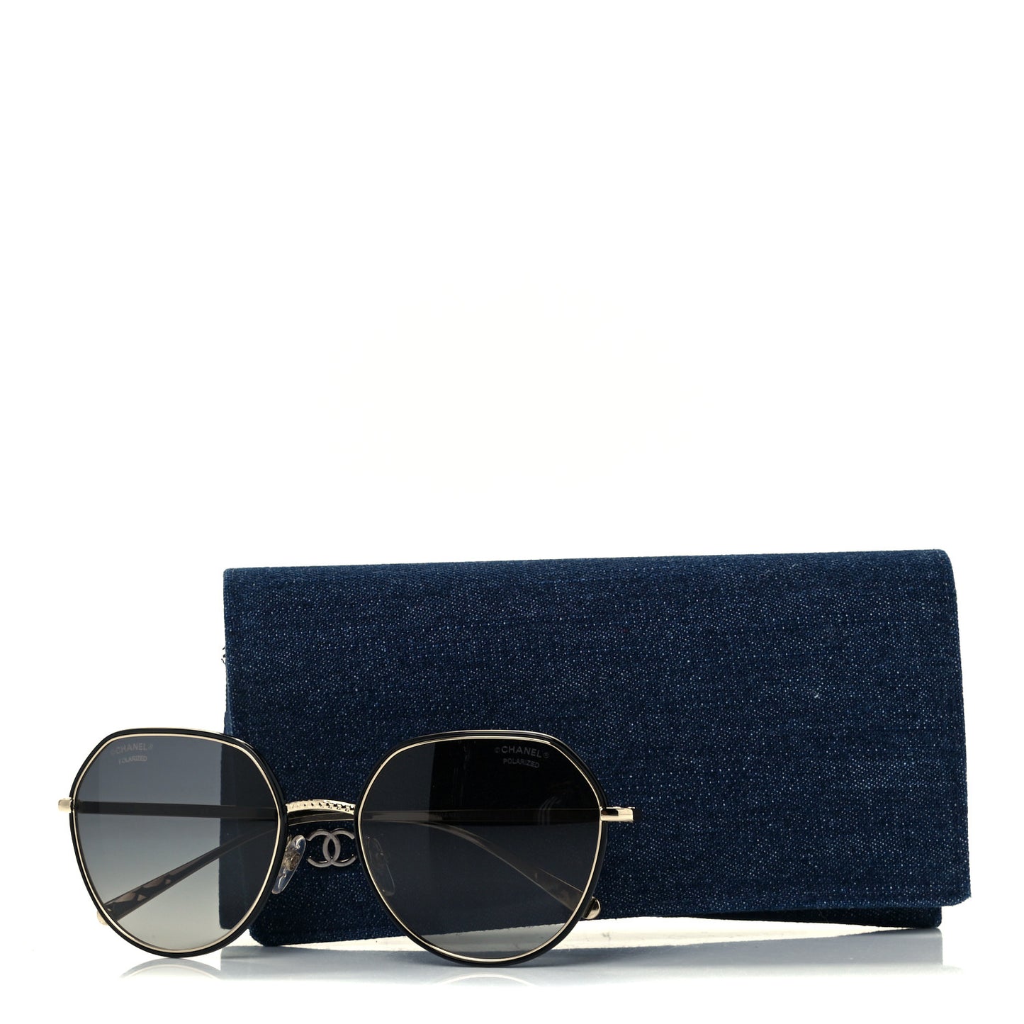 Metal Polarized Round Sunglasses 4251-J Gold Black