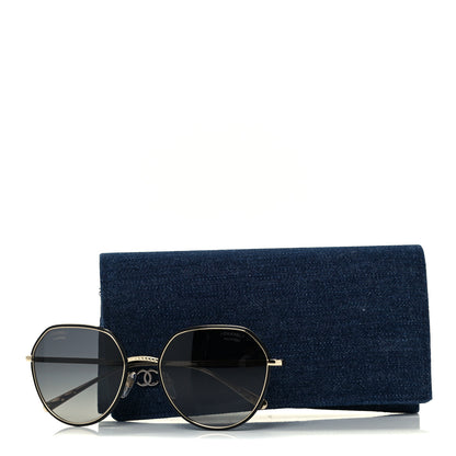 Chanel Metal Polarized Round Sunglasses 4251-J Gold Black 8 of 8