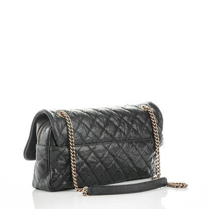Chanel Crumpled Grained Calfskin Quilted Large Shiva Flap Black 3 of 8