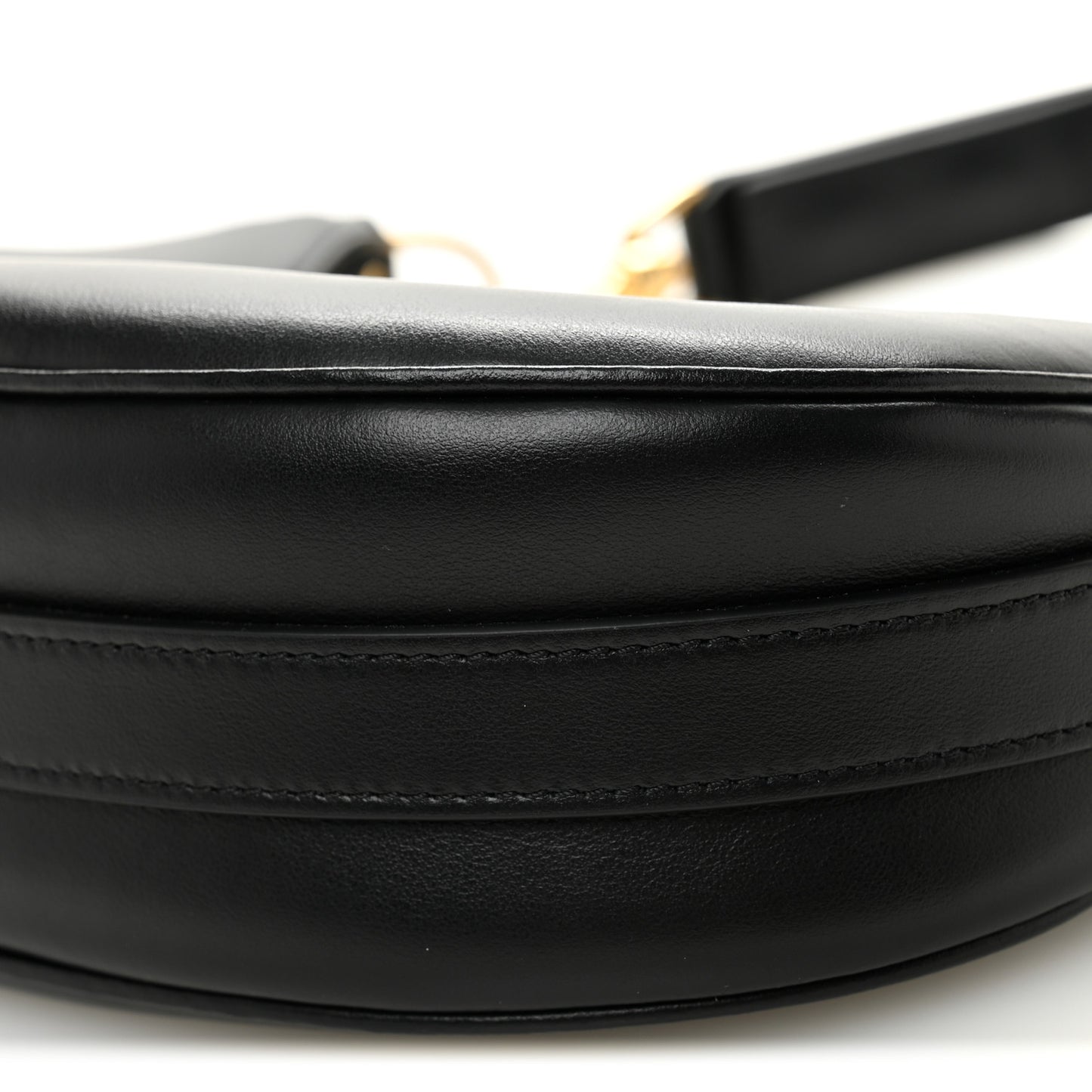 Smooth Calfskin Medium Strap Ava Shoulder Bag Black
