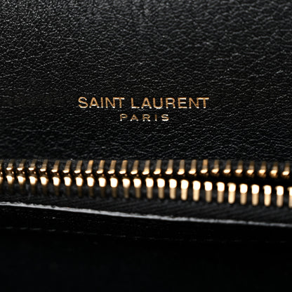 Saint Laurent Sheepskin Matelasse Chevron Monogram Medium College Bag Black 6 of 9