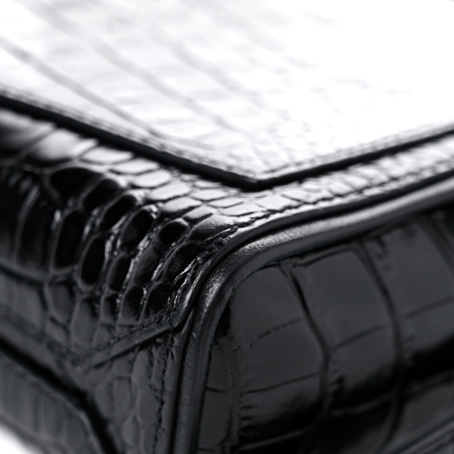 Givenchy Calfskin Crocodile Embossed Eden Mini Top Handle Black 10 of 16