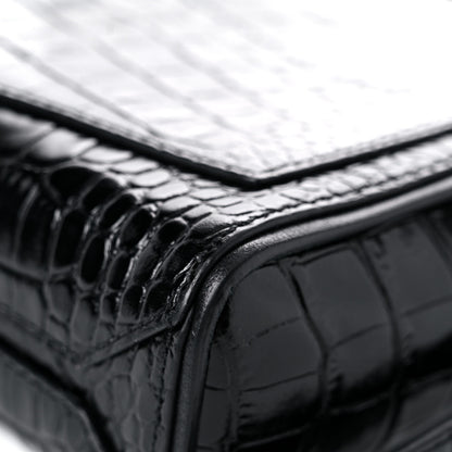 Givenchy Calfskin Crocodile Embossed Eden Mini Top Handle Black 10 of 16