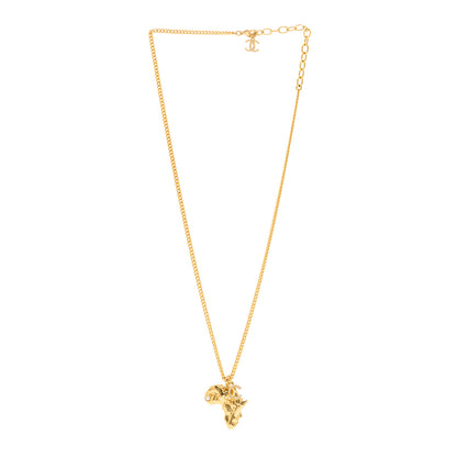 Chanel Crystal Pearl CC Africa Pendant Necklace Gold White 3 of 6