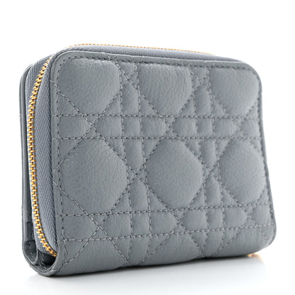 Christian Dior Grained Calfskin Supple Cannage Caro Scarlet Zipped Wallet Cloud Blue 3 of 7