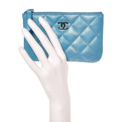 Chanel Metallic Lambskin Small Cosmetic Case Turquoise 2 of 8