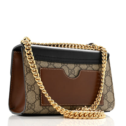 Gucci GG Supreme Monogram Calfskin Small Padlock Shoulder Bag Beige Black Cuir 3 of 14