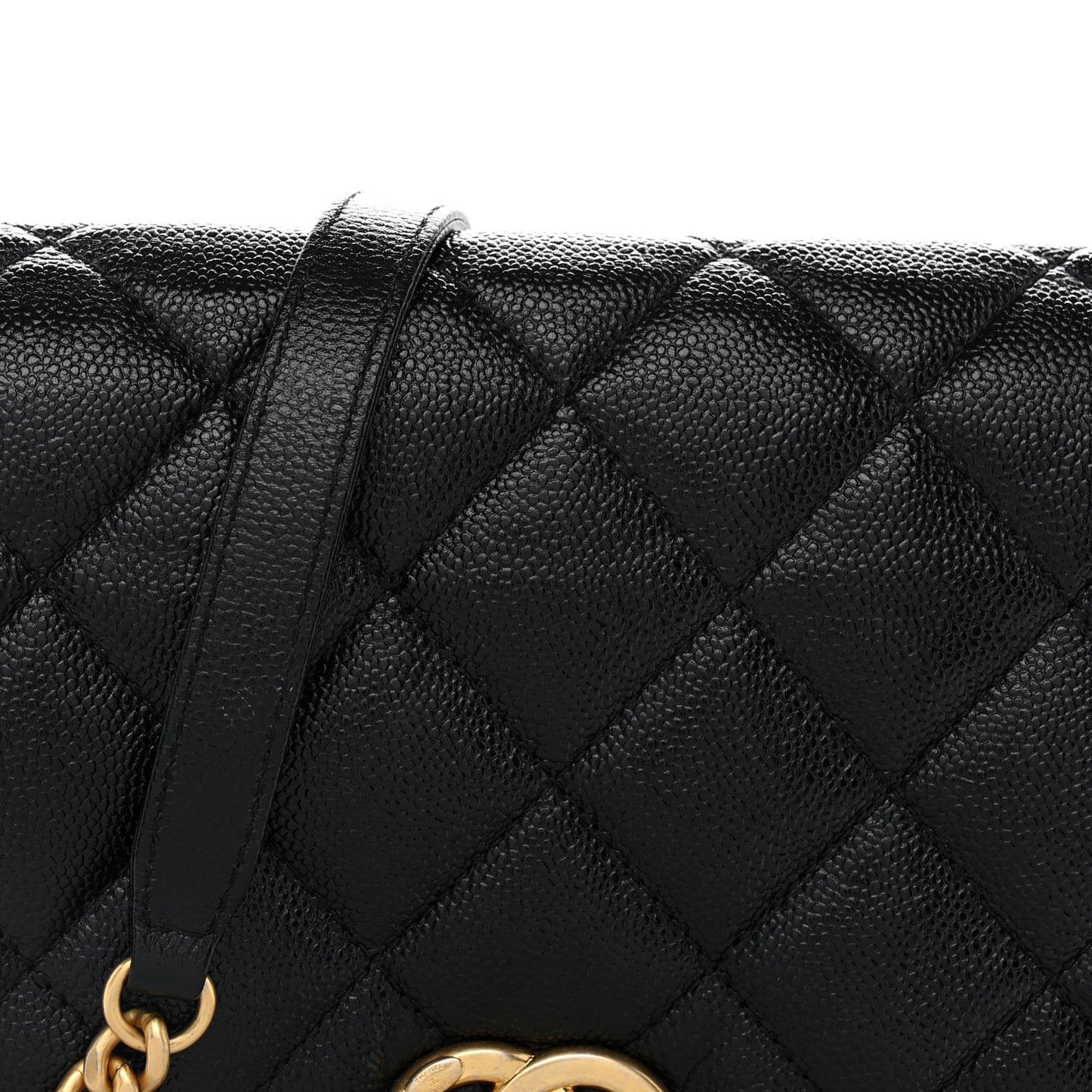 Shiny Caviar Quilted Large Chain Melody Flap Black
