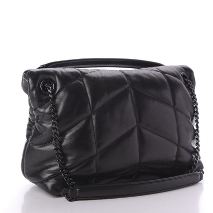 Saint Laurent Lambskin Quilted Small Loulou Puffer Monogram Chain Satchel Black 3 of 9