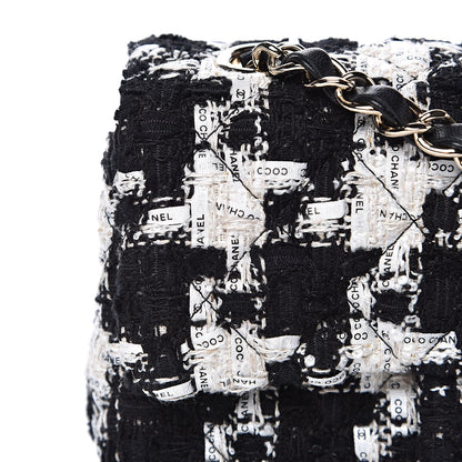 Chanel Tweed Quilted Mini Rectangular Flap Black Ecru White 11 of 12