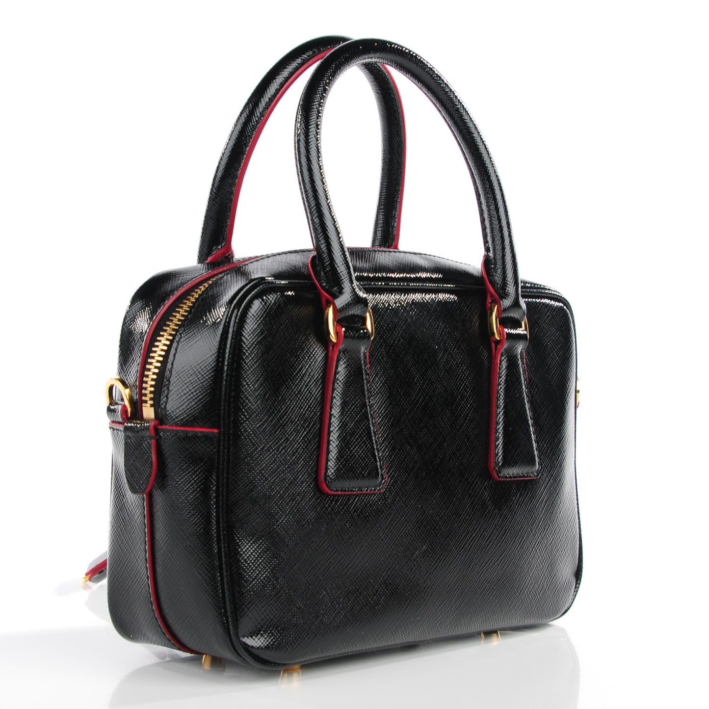Saffiano Vernice Lux Mini Convertible Bowler Black Rosso