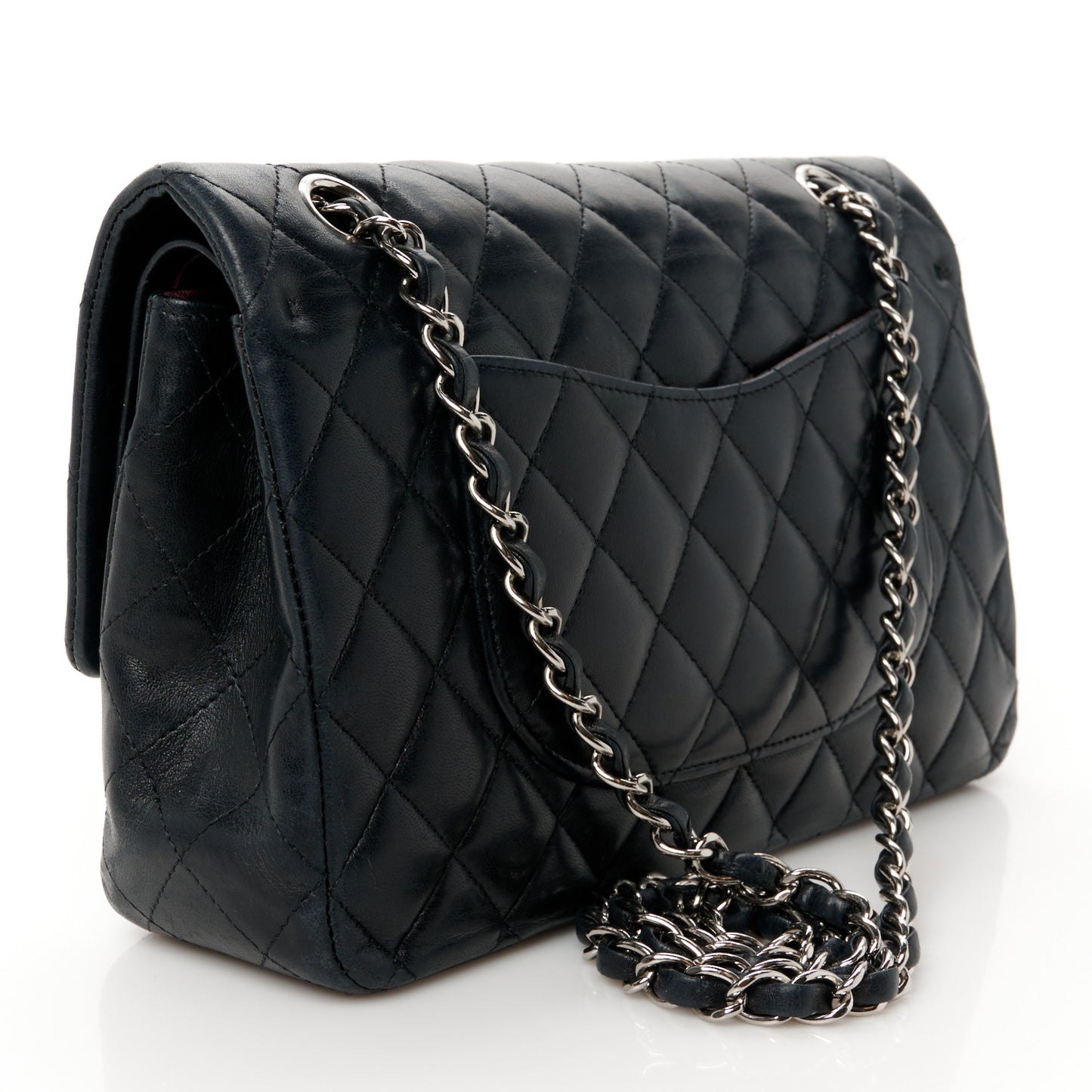 Lambskin Quilted Medium Double Flap Black