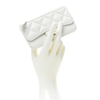 Chanel Caviar Quilted Flap Zip Card Holder White 2 of 11
