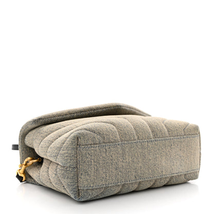 Saint Laurent Denim Y Quilted Monogram Toy Loulou Crossbody Bag Grey 4 of 11