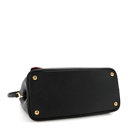 Prada Saffiano Cuir Medium Double Bag Black Fuoco 7 of 19