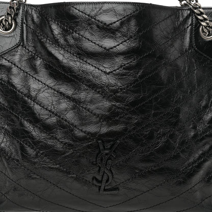 Saint Laurent Crinkled Calfskin Matelasse Monogram Medium Niki Shopper Tote Black 8 of 10