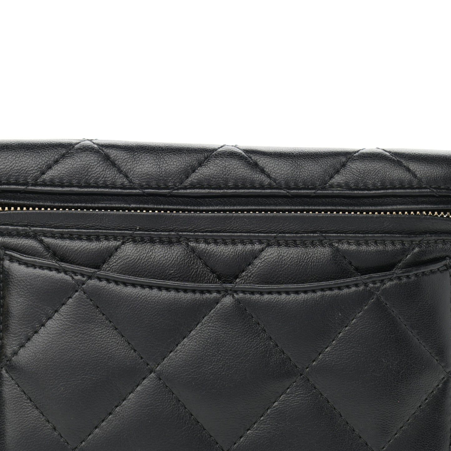 Lambskin Quilted Waist Belt Bag Black