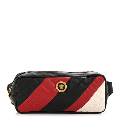 Versace Nappa Barocco Quilted Vanitas Medea Belt Bag Black Red White 1 of 14