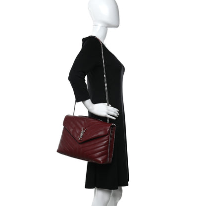 Saint Laurent Calfskin Y Quilted Monogram Medium Loulou Chain Satchel Granite 2 of 9