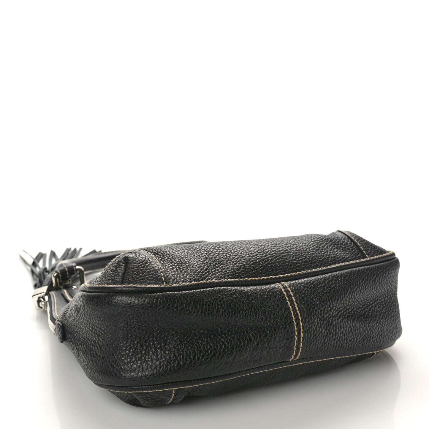 Grained Calfskin Tassel Hobo Black