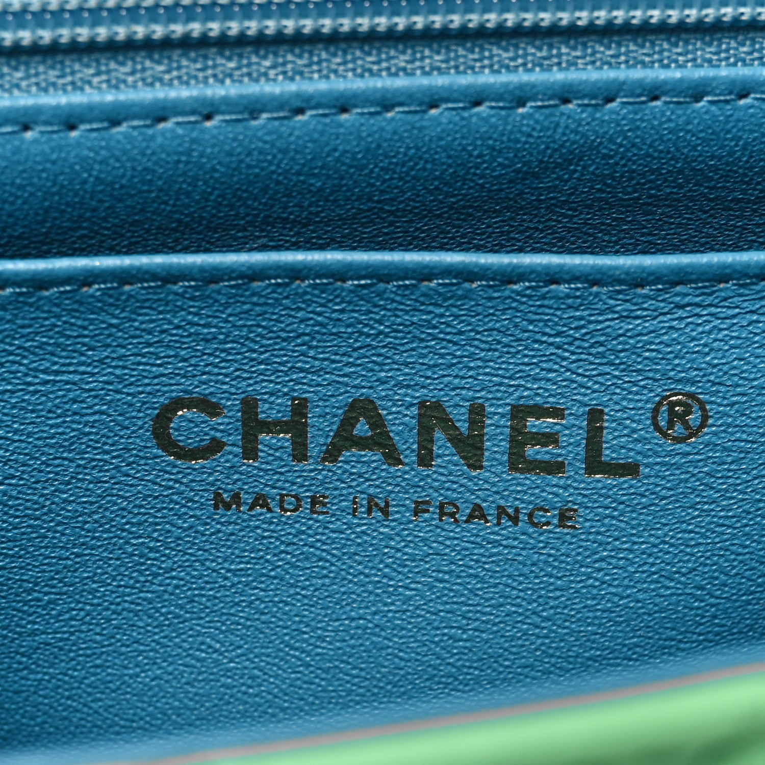 Chanel Lambskin Quilted Mini Rectangular Flap Green Blue 6 of 10