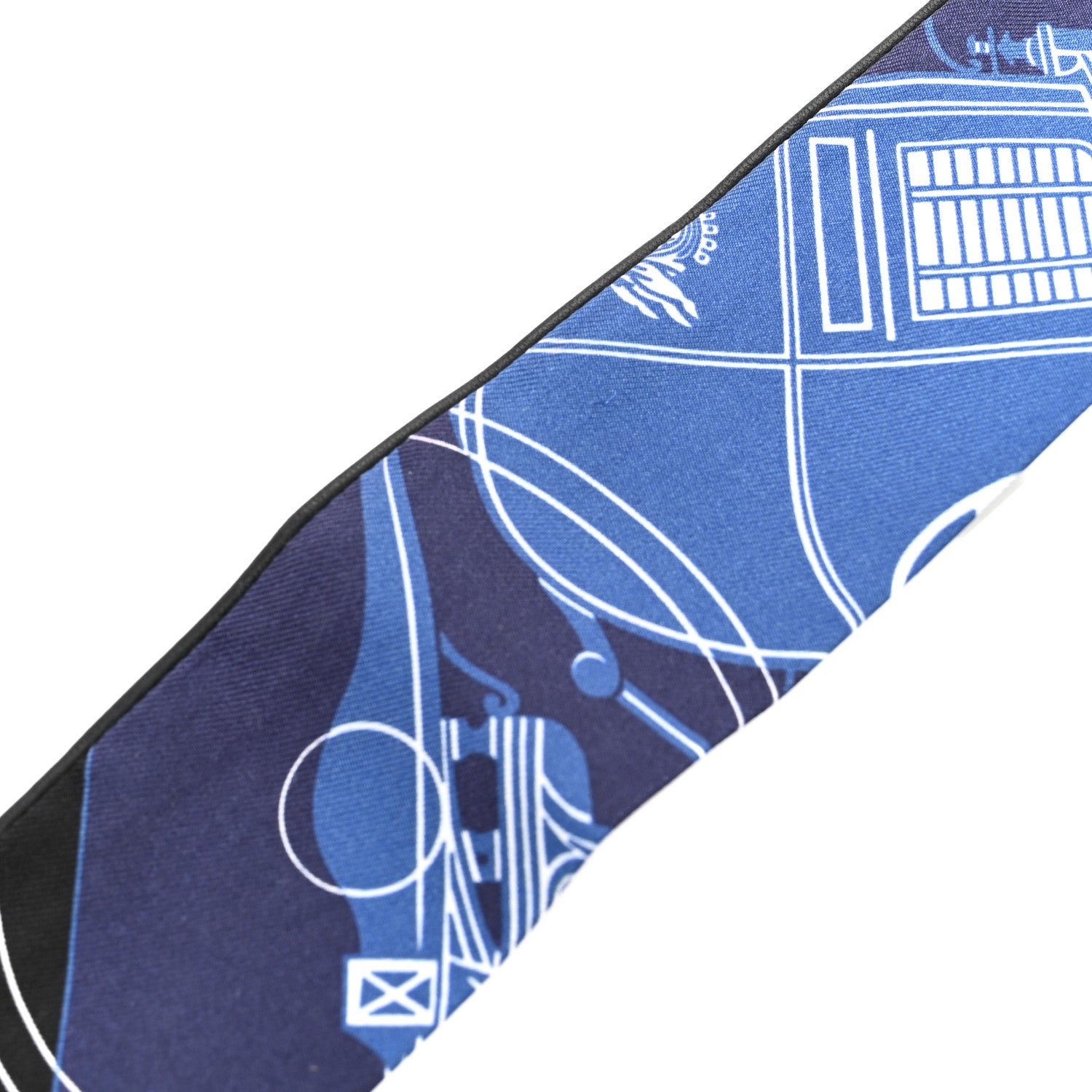 Hermes Silk Ex-Libris Forever Twilly Black Marine White 5 of 5