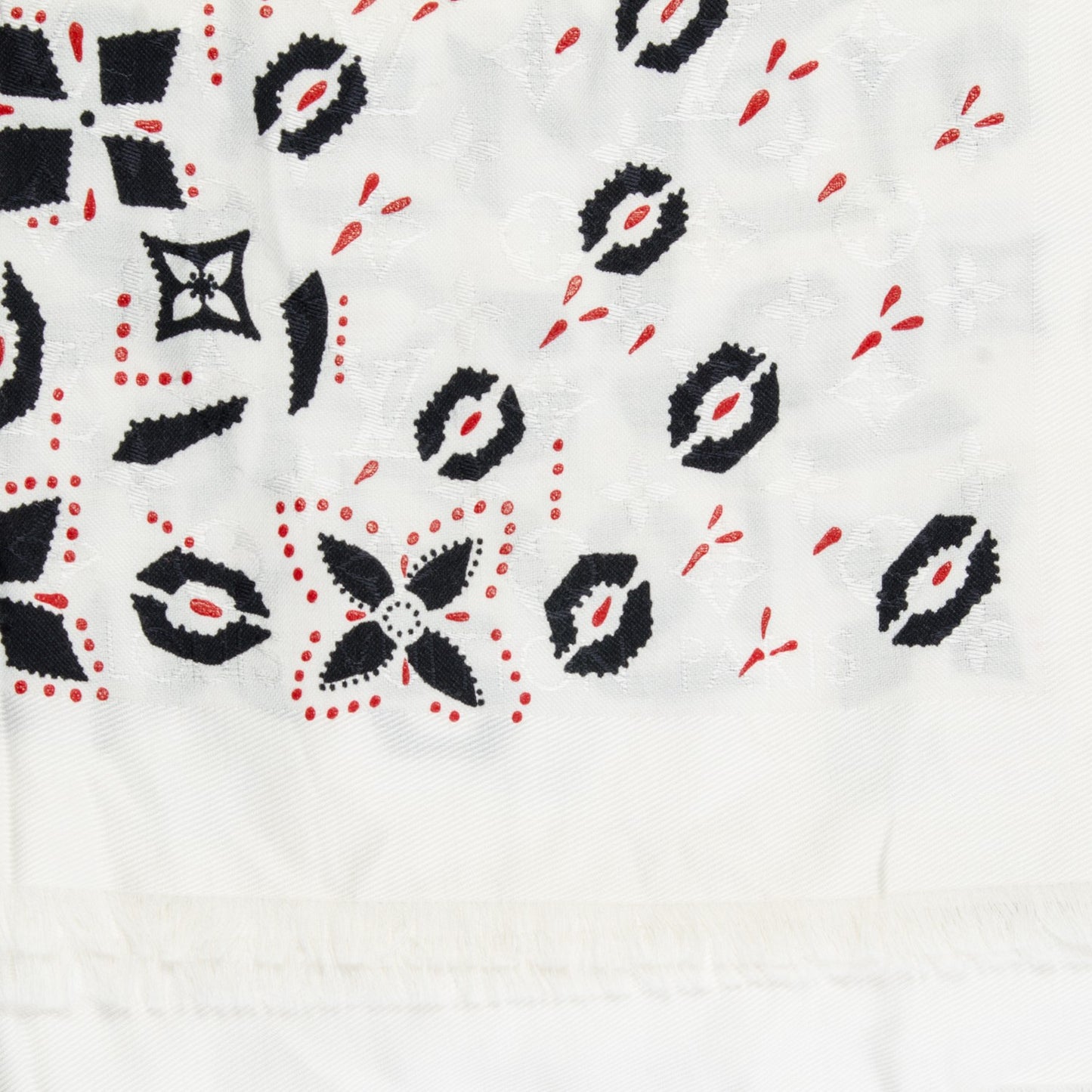 Silk Wool Monogram Graphic Scarf Black