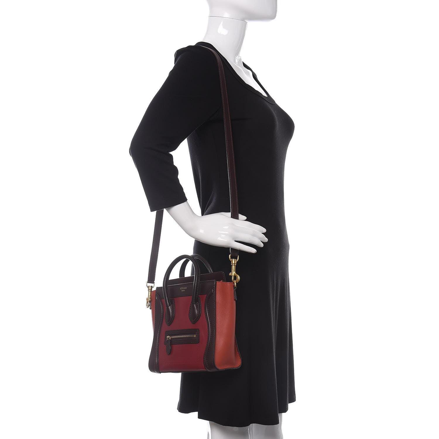 Celine Satin Calfskin Nano Tri-Color Luggage Orchid 2 of 10