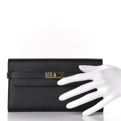 Hermes Epsom Kelly Longue Wallet Black 2 of 7