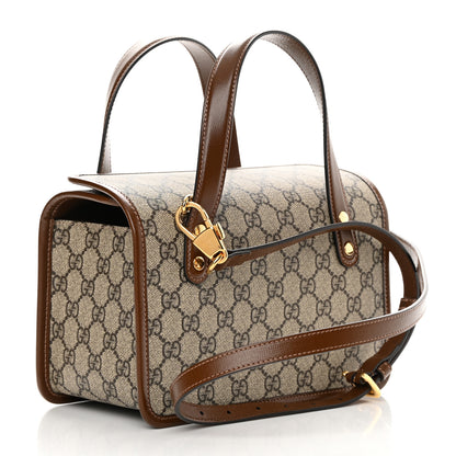 Gucci GG Supreme Monogram Azalea Calfskin Mini Horsebit 1955 Foldover Top Handle Bag Beige Ebony Brown Sugar 3 of 11