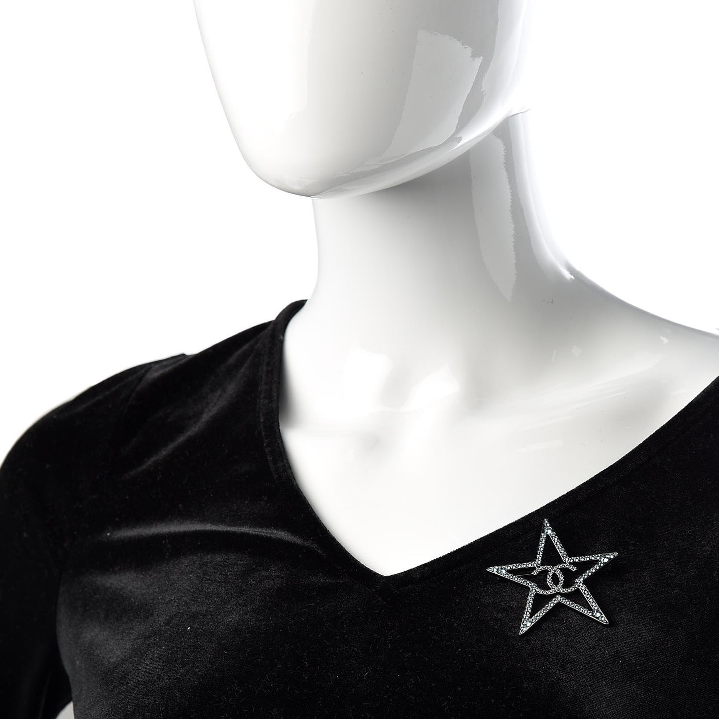 Ruthenium Crystal Star CC Brooch Blue